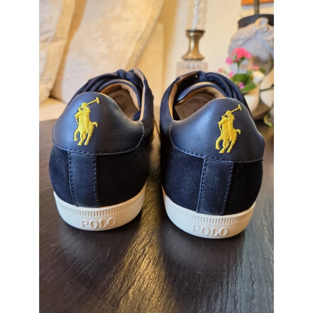 Polo Ralph Lauren Men's Camilo Suede Trim Trainers Blue/Gold Size 10D NEW! $170